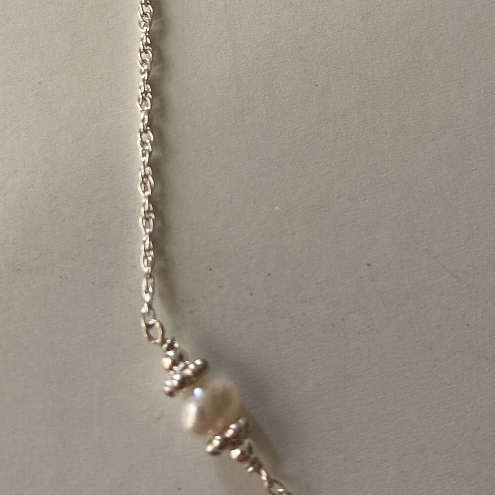Sterling Silver Larimar and Pearl Choker Necklace - Picture 4 of 5